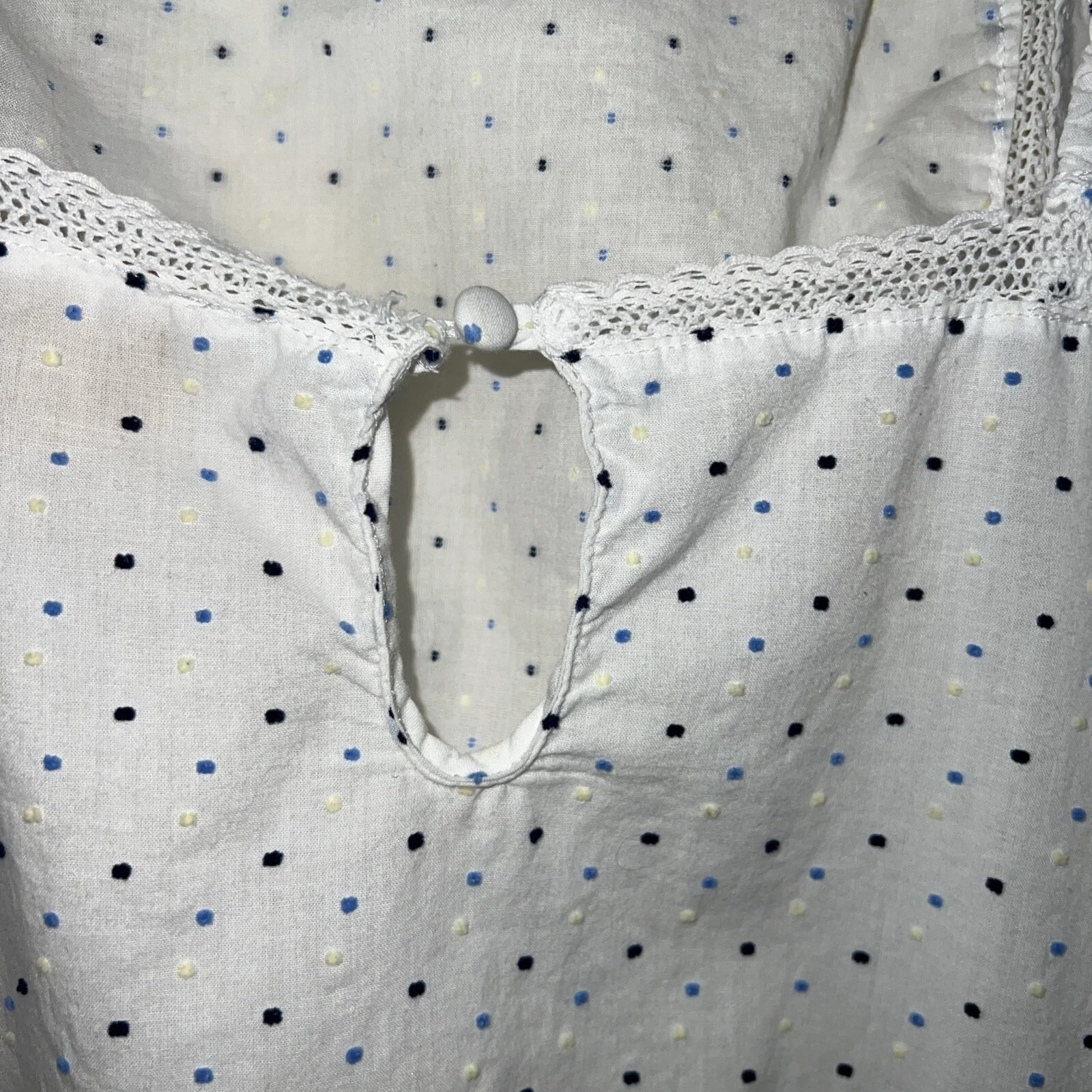 Kate Spade pigiama camicia da notte bianca a pois donna S 100% cotone