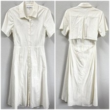 Reformation Dasha Midi Dress White Shirt Dress Open Back Size 8