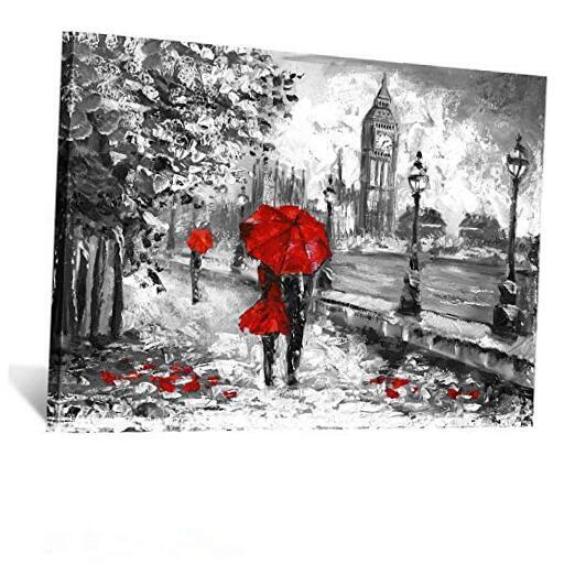 Modern Romantic Couple Walking in London Street Big Ben View Landscape