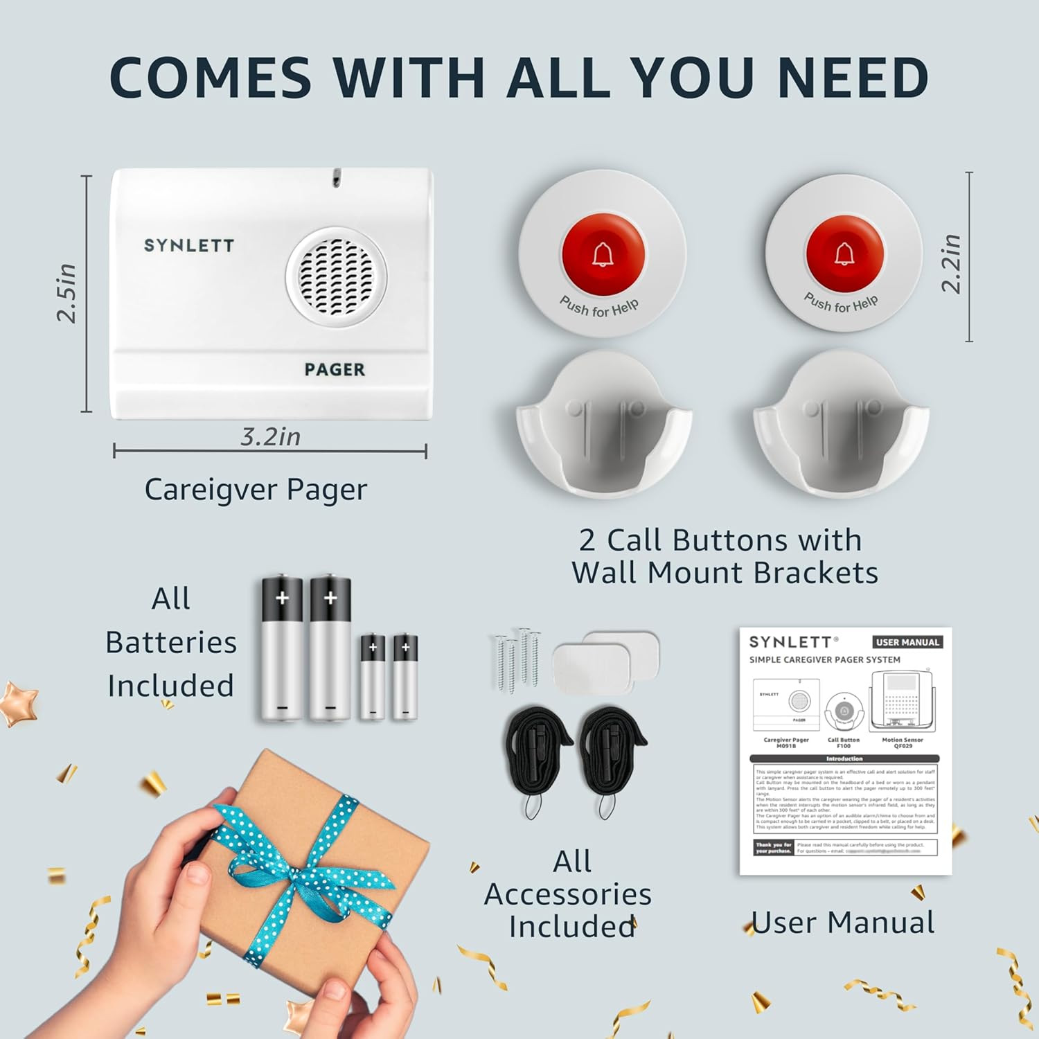 Caregiver Pager Wireless Call Buttons for Elderly Monitoring SOS Alert System Po