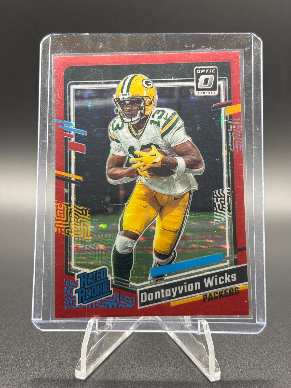 2023 Panini Donruss Optic Rated Rookie Dontayvion Wicks #249 Red Stars Prizm SSP