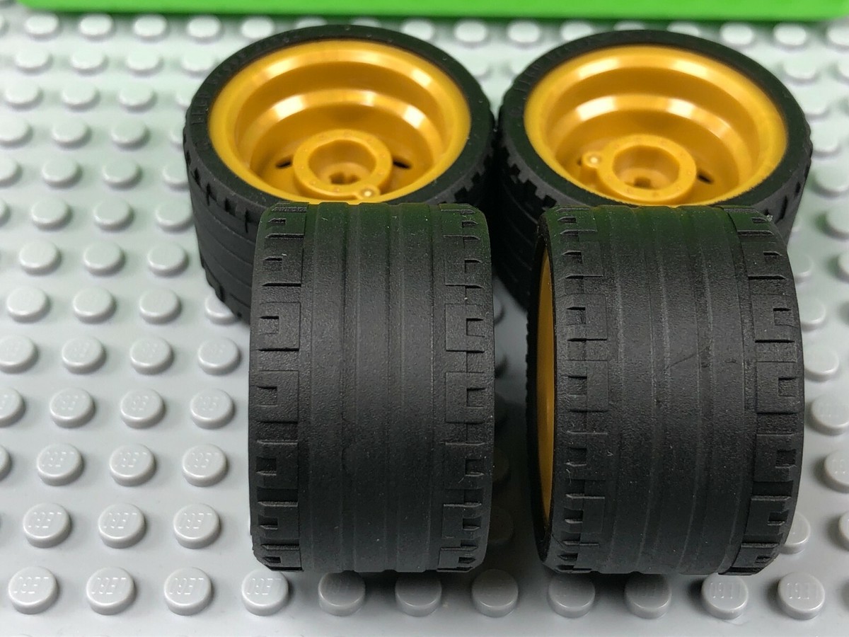 LEGO Gold Wheels 30.4 x 20mm Wheel - 37mm x 22mm Black Tires