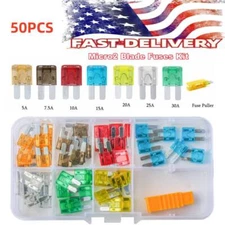 50pcs ATR Micro2 Blade Fuses Assorted Kit Car 30A 25A 20A 15A 10A 7.5A 5A