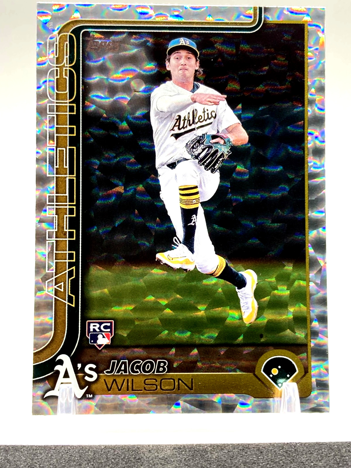 2025 Topps #314 / Jacob Wilson RC Athletics / Silver Crackle Foil SP