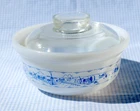 Vintage Pyrex Crown Ovenware  'Old Country Blues-Windmill' Half Tubby & Lid