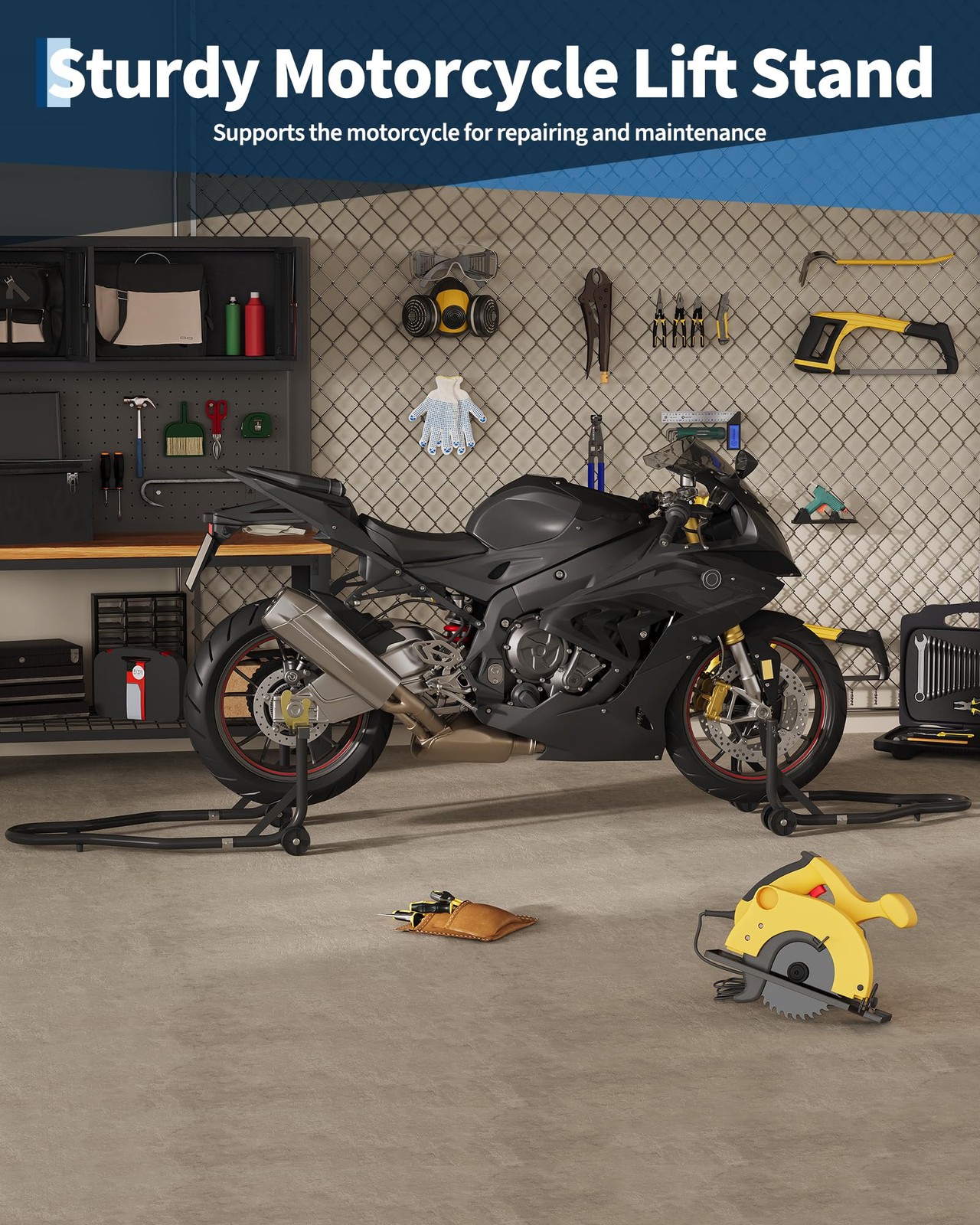 Professional Heavy-Duty Motorcycle Stand for Front and Rear Wheels Stand Lift