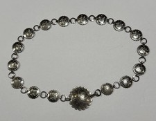 VTG Silver Metal Concho Belt Western Lightweight Cowgirl Boho Sunburst Festival