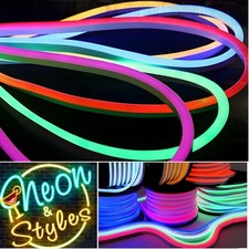 KIT 5m STRISCIA STRIP FLEX LED BOBINA NEON FLESSIBILE TUBO ESTERNO +ALIMENTATORE