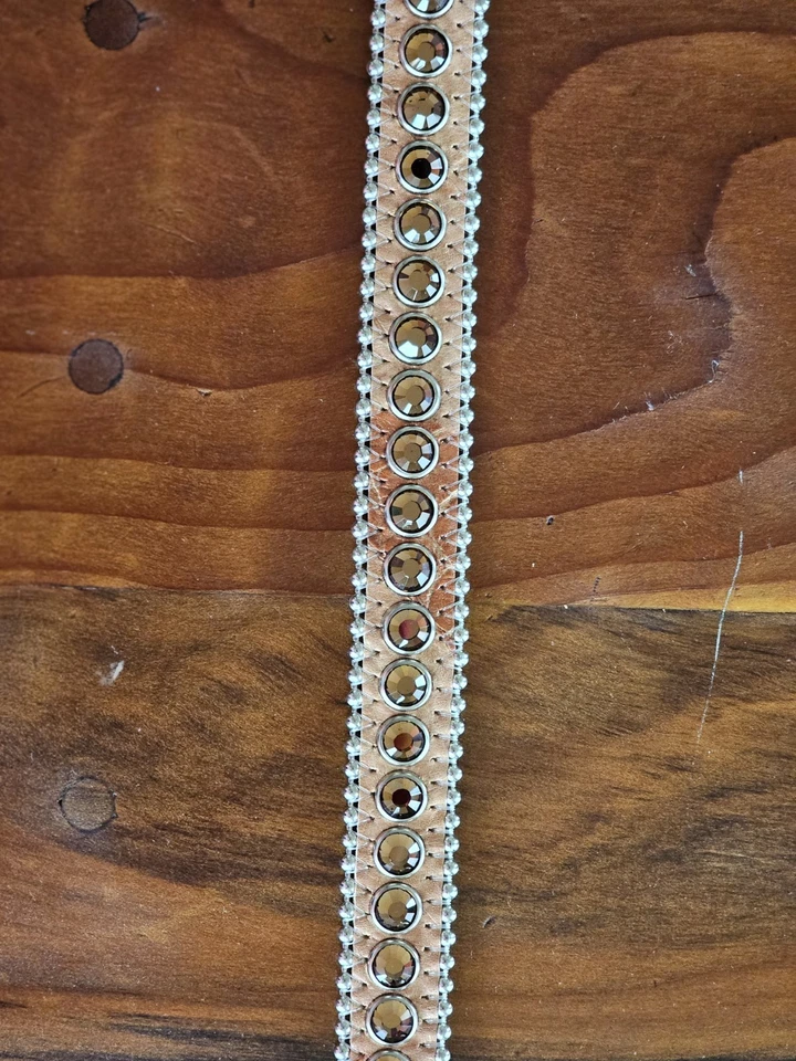 Cinto feminino BB Simon grande bronzeado cravejado de cristal ocidental Swarovski Bling cowgirl - Imagem 3 de 4