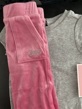 NWT Juicy Couture Baby Girl 2-piece Logo Top  Pants Set Pink/Gray 12 mo 49.50