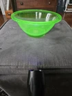 Vtg Mixing Bowl Glowing Uranium Glass 9” by Anchor Hocking 1930s