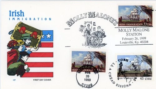 1999 US-Ireland Irish Immigration Joint Issue FDC House of Farnam