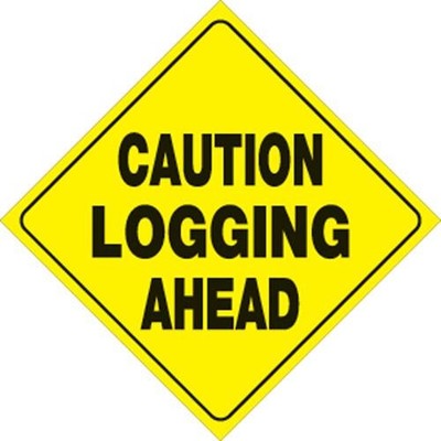 Voss 12x12in. Trail Sign - Caution Logging Ahead (Yellow/Black) - 478 CLA YR