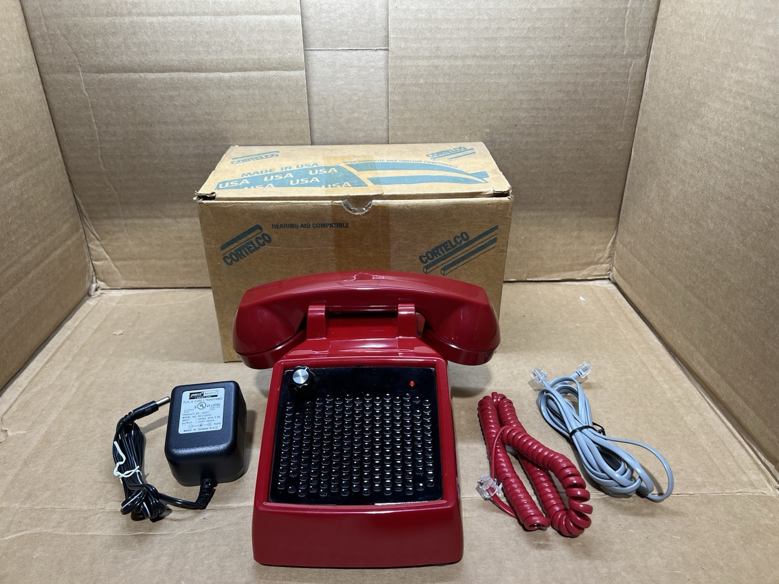 Cortelco M202 Orator Desk Top Style Vintage Phone - Red *NEW IN BOX*. Available Now for $89.00