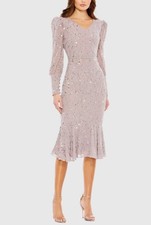 Mac Duggal Lavendar V-neck Illusion Long Sleeve Trumpet Dress 10767 Size 20 NWT