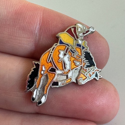 Vintage Rodeo Cowboy on Horse Pin Bucking Bronco Enamel Western Rodeo Riding