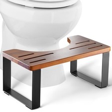 Poop Stool, Acacia Wood Toilet Stool with Strong Steel Frame for Potty Traini...
