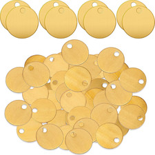 200PCS 1" Solid Brass Round Tags for Stamping with Hole Gold Blanks for Pets, Pl