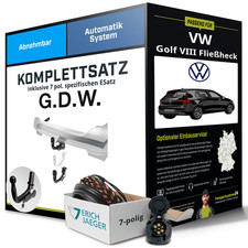 Für VW Golf VIII Fließheck CD1,DA1 Anhängerkupplung abnehmbar +eSatz 7pol 19-