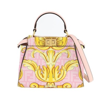 FENDI Fendace Peekaboo Hand Schultertasche Leder Rosa 8BN244 90290933
