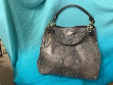 Coach Gray Snake Print Shoulder Bag Gold Hardware Top Handle Designer Women