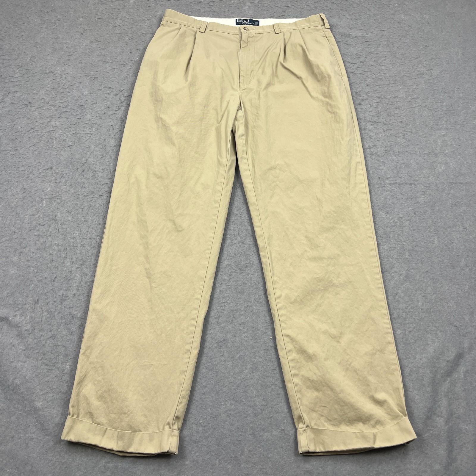 Polo Ralph Lauren Hammond Pants Mens 36x32 Beige Pleated Trousers