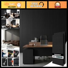 Soundproof Acoustic Wall Panels 2 Pack, 3D Wood Slat Decor, Black Oak, 47.2"x23.