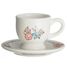 Pretty Things Floral Design Egg Tea Coffee Cup Mug White Dolomite Colourful Home