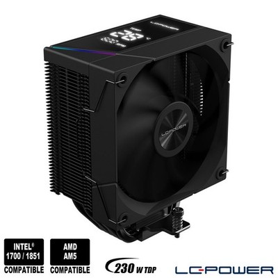 LC-Power - CPU-Kühler - LC-CC-120-DB6 DIGI - für Intel & AMD, 230 W TDP, Display