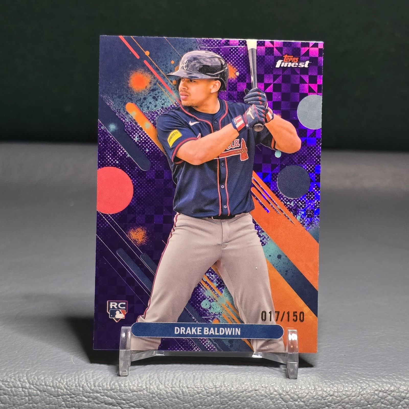 2025 Topps Finest - Common Drake Baldwin #21 Purple Checkerboard Refractor /150