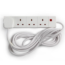 Image of UK Extension Lead Plug Socket – 2m,5m,10m Cable | 4 Way | 13A Mains Power Strip