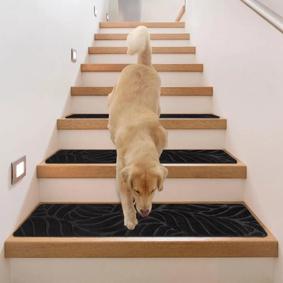 15Pcs Stair Pads Set Carpet Stair Treads Non Slip Adhesive Step Mats Home Decor - Image 2 of 4