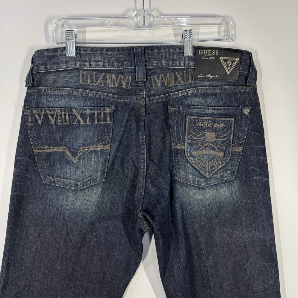 Guess Men’s Desmond Jeans 36W x 27L Blue Denim Relaxed Fit Straight Leg - Image 4 of 4