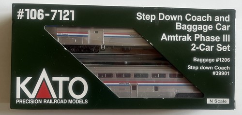 Autocar y equipaje Kato N AMTRAK 106-7121 PH III 1206 y 39901 | Condition: New