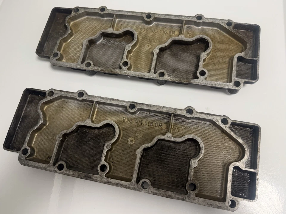OEM Porsche 911 930 Turbo Válvulas Cubiertas Inferior Aluminio 69-89 Par 9301051160R Foto 2 de 3