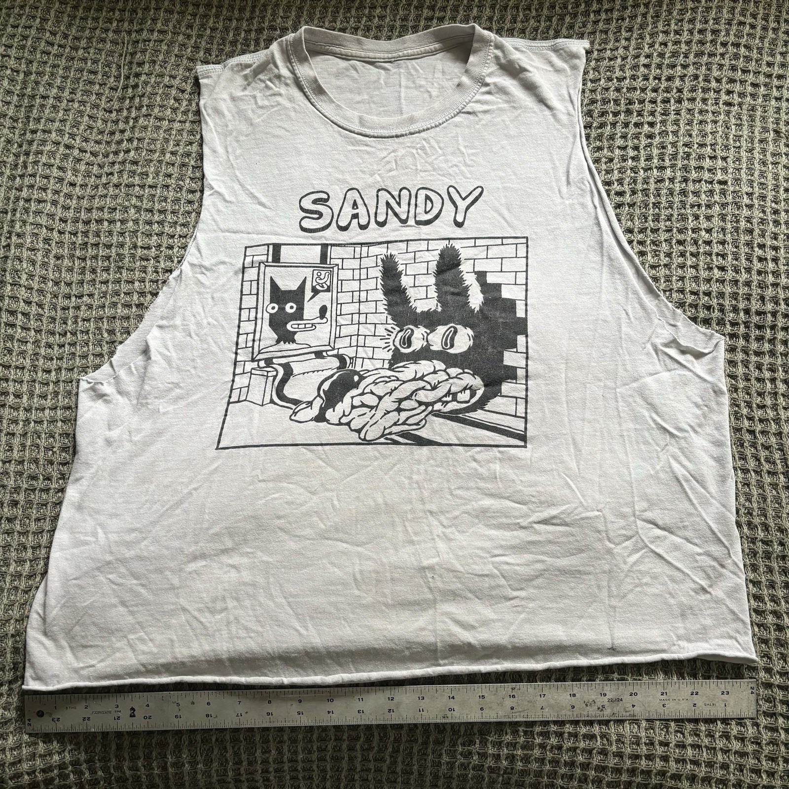Sandy Alex G Chubby Pumpers Graphic  Band Tee Cut Off Tee Shirt Size Large