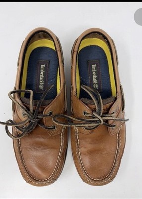 Timberland 3-Eye Boat Shoes Mens 8 Med Brown Leather Classic Preppy GUC
