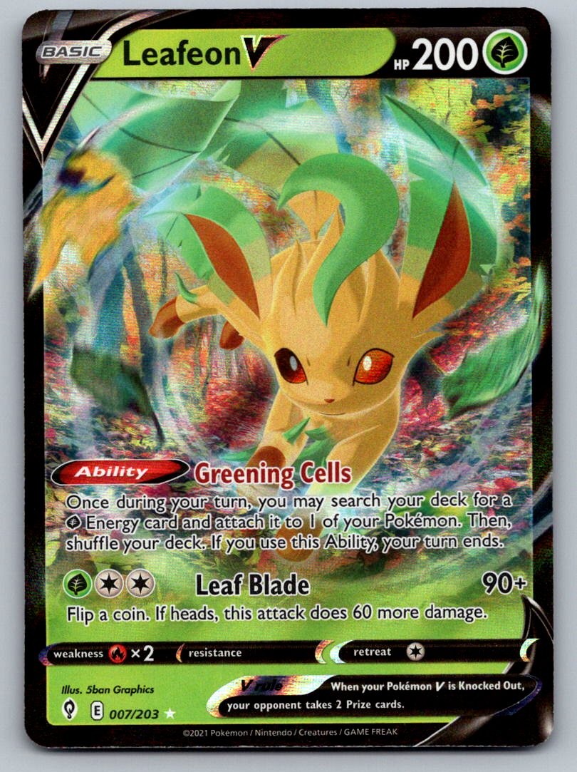 Leafeon V 007/203 Holo V Rare Evolving Skies Pokemon Near Mint