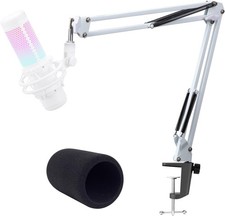White Boom Arm for HyperX QuadCast S - White Mic Arm Compatible with Hyperx Q...