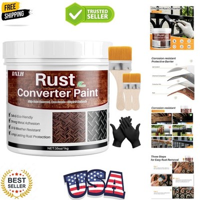 2 in 1 Rust Converter & Metal Primer, 35oz Black Rust Reformer Paint for Meta...