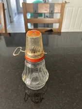 Vintage Glass Nut Grinder 4.5” Hand Crank Red Lid Metal Blades Kitchen Tool