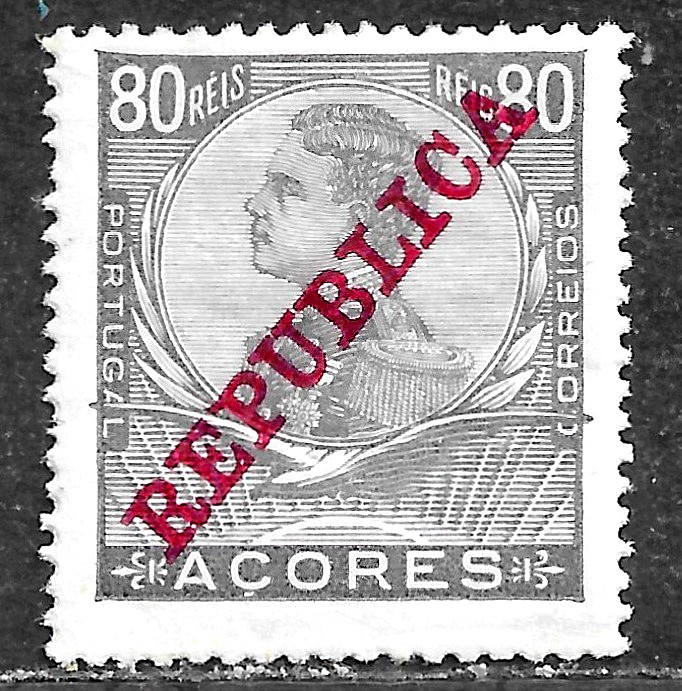 HICK GIRL-  MINT PORTUGAL-AZORES STAMP   SC#134  1910  KING MANUEL II   H364