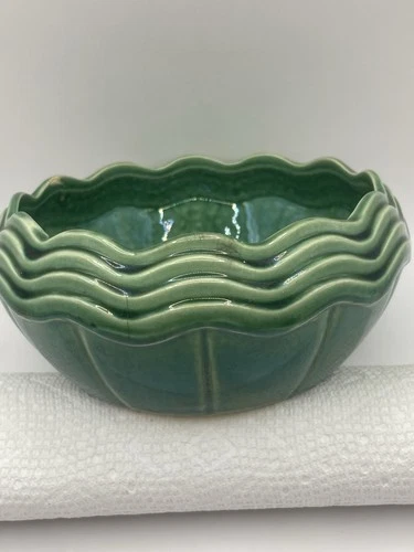 Vintage McCoy Ceramic Ruffled Ribbed Planter