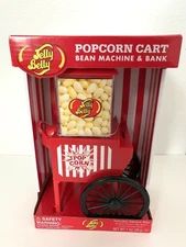 Jelly Belly Popcorn Wheel Cart Jellybean Coin Machine and Piggy Bank Brand New