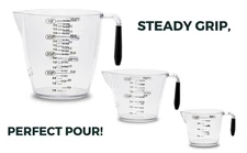 Measuring Cup Set – Clear Plastic Liquid Measuring Cups (8/16/32 oz) with Spout