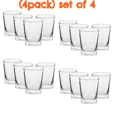 4 Pack Drinkware Clear Drinking Glasses Juice Water Serving 12.17 Oz, Set of 4