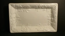 Over and Back 13 1/2 x 8 1/4" White Embossed Grapes Serving Bowl(s) - 1