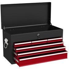 HOMCOM Lockable Metal Tool Chest w/ 6 Drawer, Ball Bearing Runners, Red
