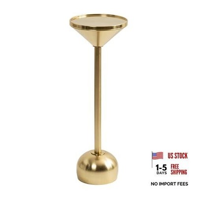 Frisk Modern Round Drink Table - 8x8x23 - Metal Martini Table with Gold