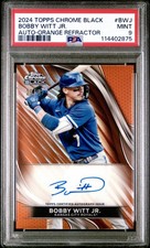2024 Topps Chrome Black - Auto Bobby Witt Jr. Orange Refractor #’d 25/25 PSA 9